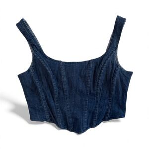Denim Blue Women's‎ Denim Corset Top with Back Zipper M